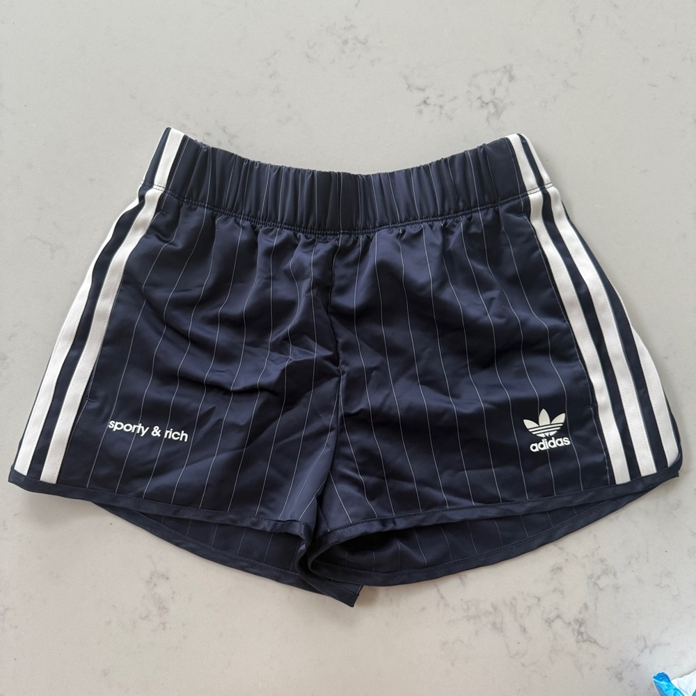 Adidas x sporty & rich pinstripe track Shorts